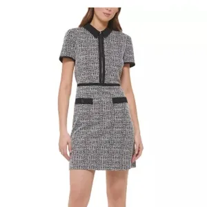Karl Lagerfeld Black and White Sheath Mini Dress with fold over pointed collar