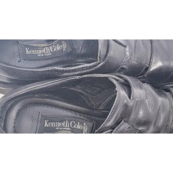 Kenneth Cole Black Leather Fisherman Sandals Mens 11 Made in Italy Quiet Luxury