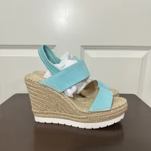 Kenneth Cole Gentle Souls Elyssa Two-band Wedge Leather Sandals Size 10