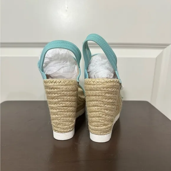 Kenneth Cole Gentle Souls Elyssa Two-band Wedge Leather Sandals Size 10