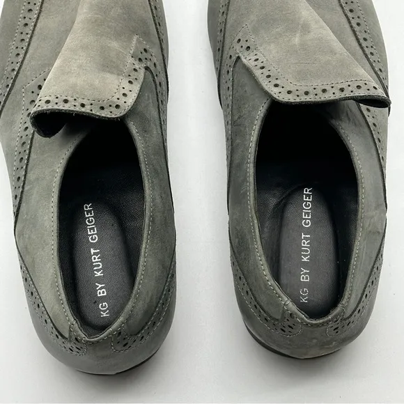 KG Kurt Geiger Men Size 10 / 43 EU Shoe Gray Suede Almond Toe Dress Loafers