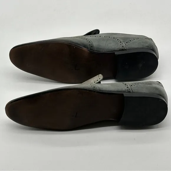KG Kurt Geiger Men Size 10 / 43 EU Shoe Gray Suede Almond Toe Dress Loafers