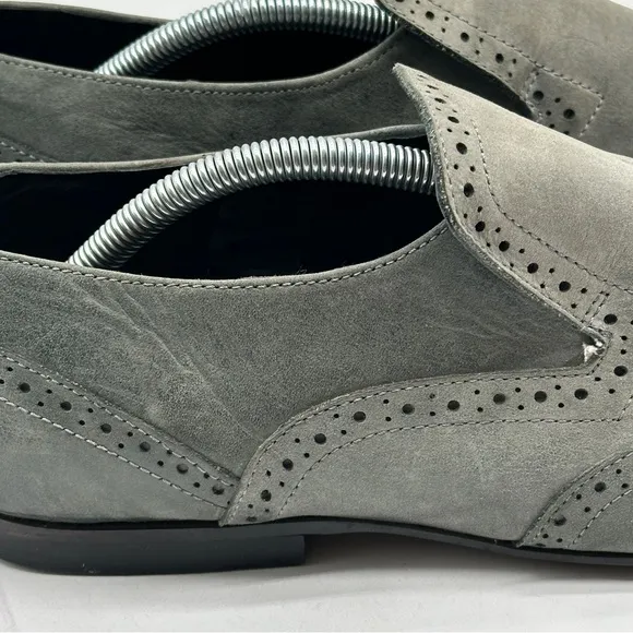 KG Kurt Geiger Men Size 10 / 43 EU Shoe Gray Suede Almond Toe Dress Loafers