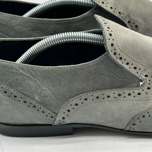 KG Kurt Geiger Men Size 10 / 43 EU Shoe Gray Suede Almond Toe Dress Loafers
