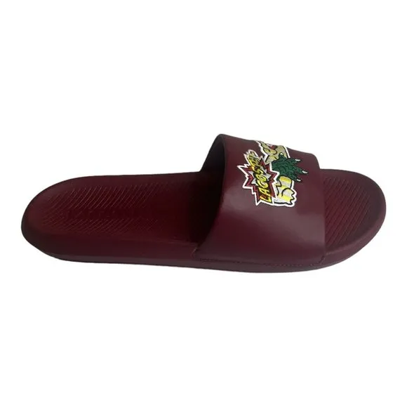 Lacoste Men's Croco Synthetic Slides/Sandals Burgundy/Yellow Size 12