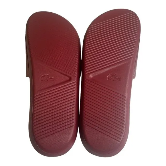 Lacoste Men's Croco Synthetic Slides/Sandals Burgundy/Yellow Size 12