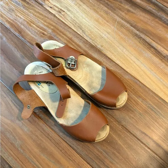 Lotta Stockholm Swedish clog sandals Brown Leather Women's Sandals 38 7-7.5
