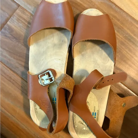 Lotta Stockholm Swedish clog sandals Brown Leather Women's Sandals 38 7-7.5