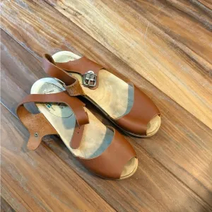 Lotta Stockholm Swedish clog sandals Brown Leather Women's Sandals 38 7-7.5