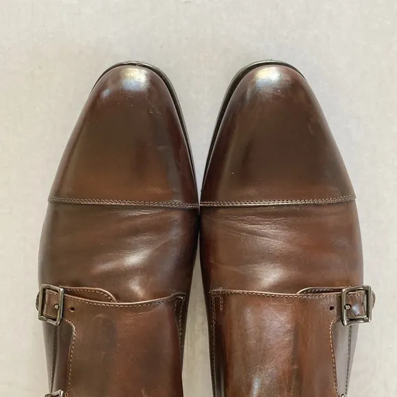 Luca del Forte Men’s Brown Double Monk Strap Dress Shoes Size 43. Made in Italy