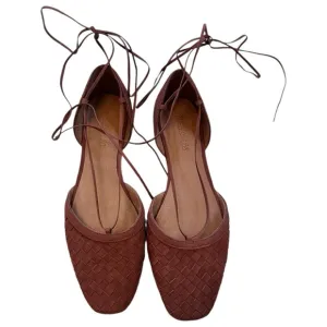 MADEWELL The Celina Lace-Up Leather Flat in Woven Nubuck Tan/Brown Size 9.5