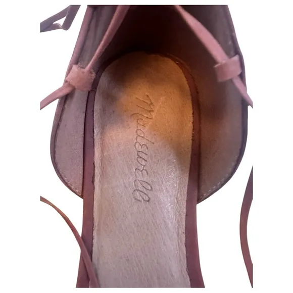 MADEWELL The Celina Lace-Up Leather Flat in Woven Nubuck Tan/Brown Size 9.5