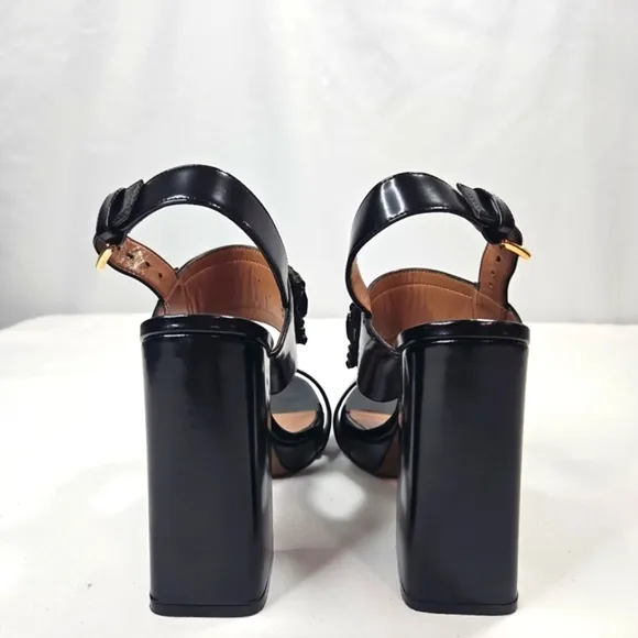Marni Black Block Heel Sandals with Ankle Strap Size 39.5