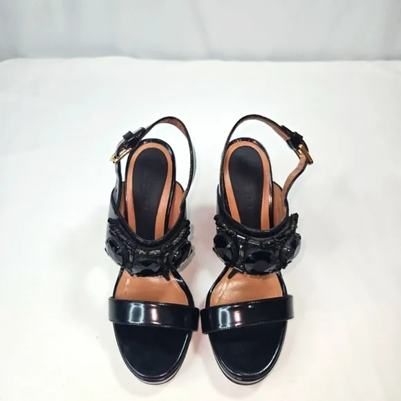 Marni Black Block Heel Sandals with Ankle Strap Size 39.5