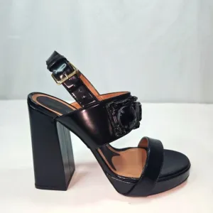 Marni Black Block Heel Sandals with Ankle Strap Size 39.5