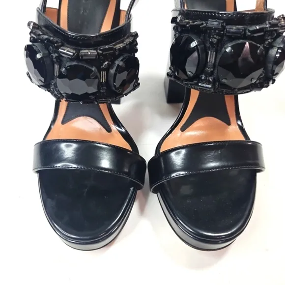Marni Black Block Heel Sandals with Ankle Strap Size 39.5