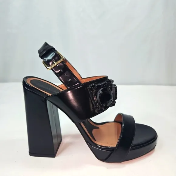 Marni Black Block Heel Sandals with Ankle Strap Size 39.5