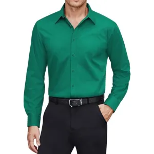 Men's Dress Shirts Stretch Stain Shield Long Sleeve Solid  Button Down Shirts