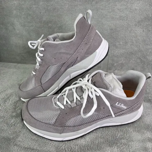 Mens L.L Bean Sneakers Shoes Gray Comfort Fitness Walking Suede Mesh Size 10