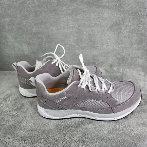 Mens L.L Bean Sneakers Shoes Gray Comfort Fitness Walking Suede Mesh Size 10