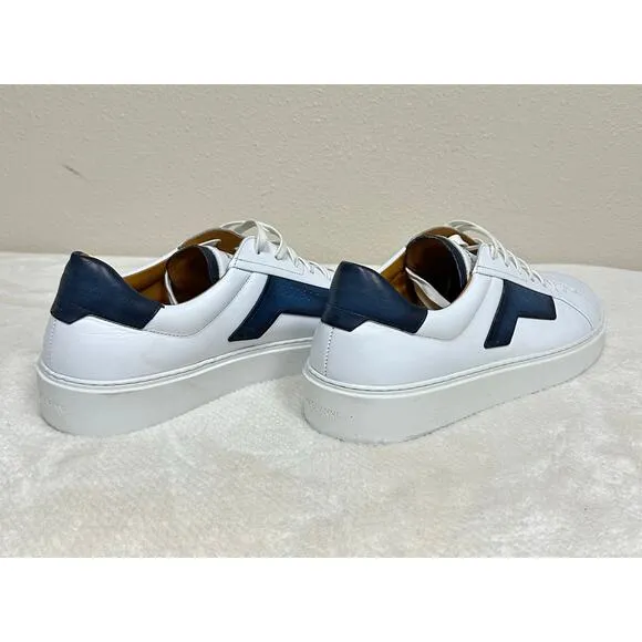 Men’s Magnanni White Leather Sneakers - Navy Accent – Made in Portugal