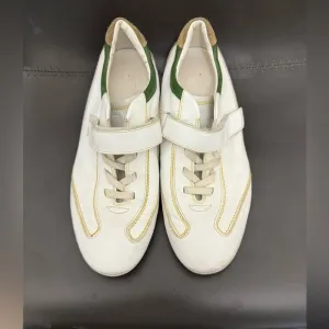 Men’s Tod’s White Leather Sneakers With Straps Size 10 GUC Luxury Designer