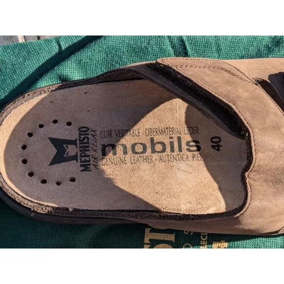 Mephisto Air-Relax Mobils Leather Comfort Sandal Slip-On Slides Shoes Sz40 NWOT