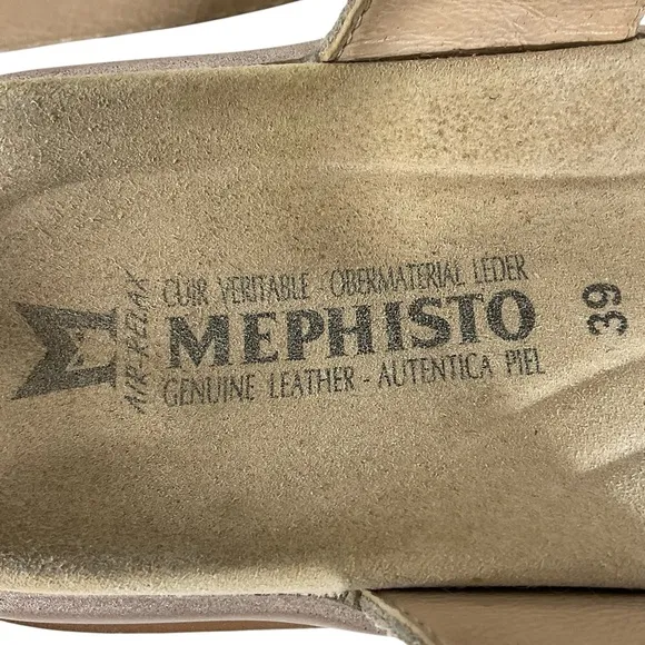 Mephisto Dominica Sandals Light Taupe Metallic Leather Size 39 US 9