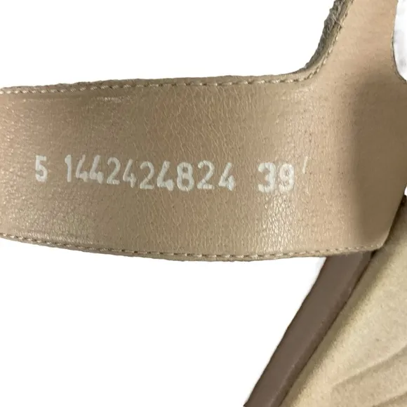 Mephisto Dominica Sandals Light Taupe Metallic Leather Size 39 US 9