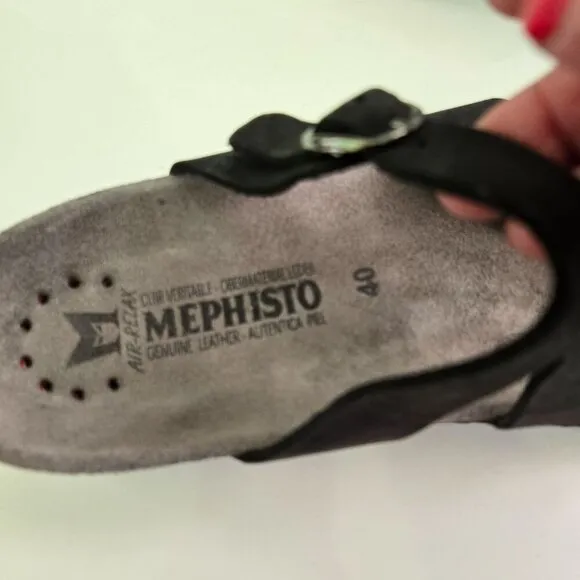 Mephisto Hannel Black Suede Comfort Support Sandals Size 40/10