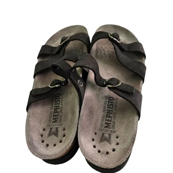Mephisto Hannel Black Suede Comfort Support Sandals Size 40/10