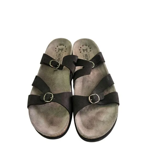 Mephisto Hannel Black Suede Comfort Support Sandals Size 40/10