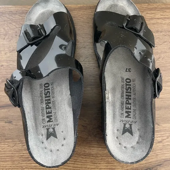 Mephisto Women's Black Wedge Sandals