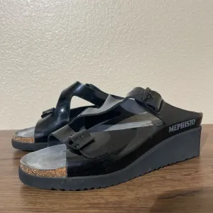 Mephisto Women's Black Wedge Sandals