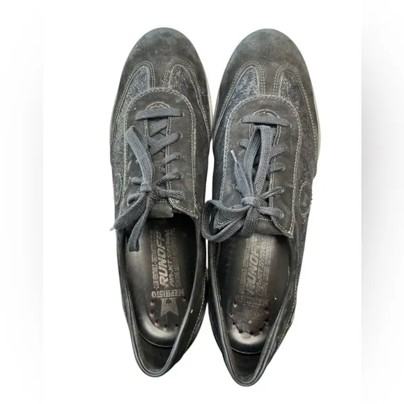 Mephisto Yael Runoff Air-Jet Orthopedic Comfort Shoe Sz 11 Black Leather Sneaker
