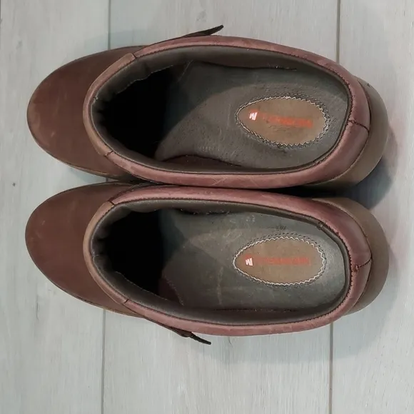 Merrell Woman Luxe Plunge Brown Leather Comfort Clogs Mule shoes sz 9