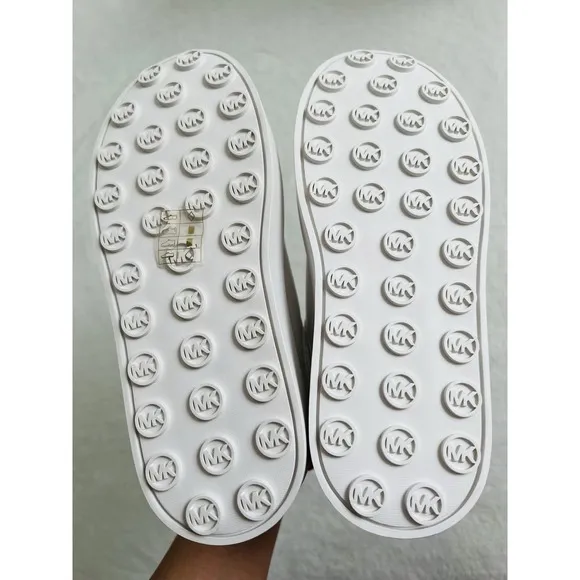 Michael Kors Womens White Faux Leather  Lace Up Platform Sneakers Shoes Sz 5.5M