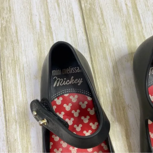 Mini Melissa Black Mickey &amp; Minnie Mouse Kissing Shoes