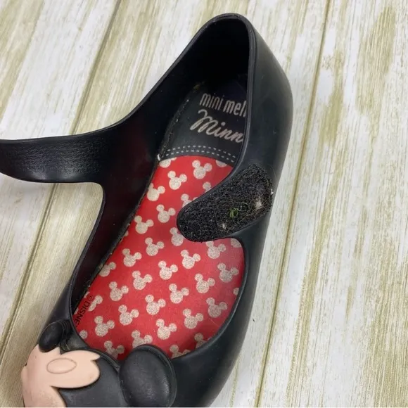Mini Melissa Black Mickey &amp; Minnie Mouse Kissing Shoes