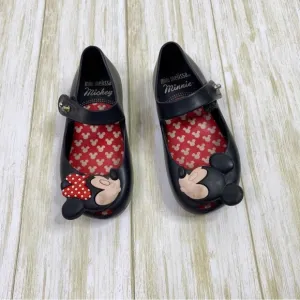 Mini Melissa Black Mickey &amp; Minnie Mouse Kissing Shoes