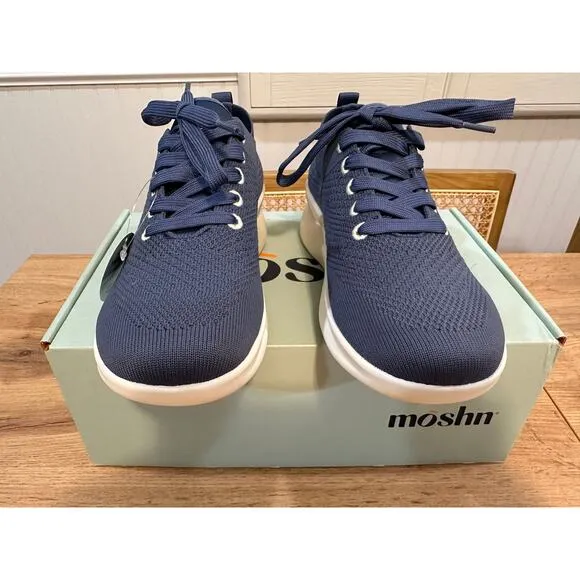 Moshn Leap Casual Shoes Blue Indigo Smart Knit Size 7 NIB Comfy Slip Resistant