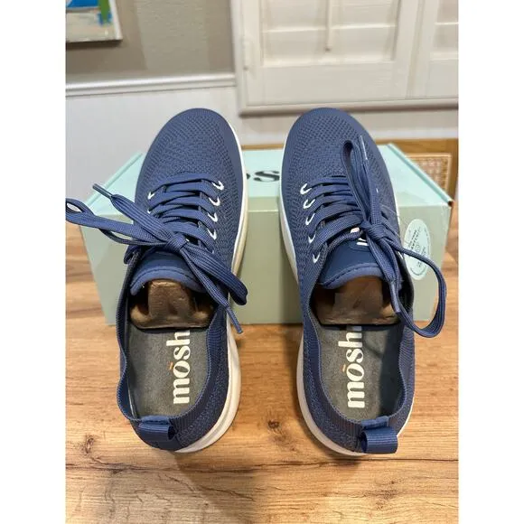 Moshn Leap Casual Shoes Blue Indigo Smart Knit Size 7 NIB Comfy Slip Resistant