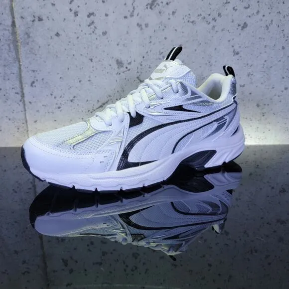 MSRP $80 Puma Milineo Tech Running Shoes Sz 10 White Silver Metallic