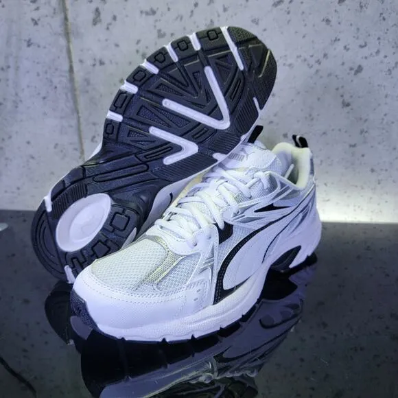 MSRP $80 Puma Milineo Tech Running Shoes Sz 10 White Silver Metallic