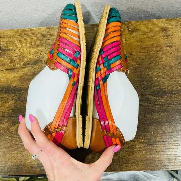 Multicolor Leather Huarache Sandals Festival Womens Size 7.5