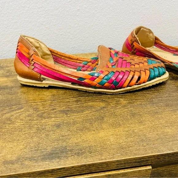 Multicolor Leather Huarache Sandals Festival Womens Size 7.5