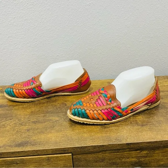 Multicolor Leather Huarache Sandals Festival Womens Size 7.5
