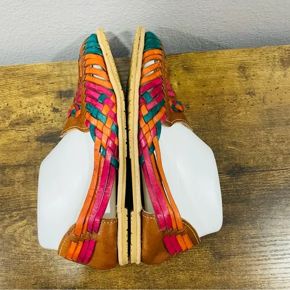 Multicolor Leather Huarache Sandals Festival Womens Size 7.5