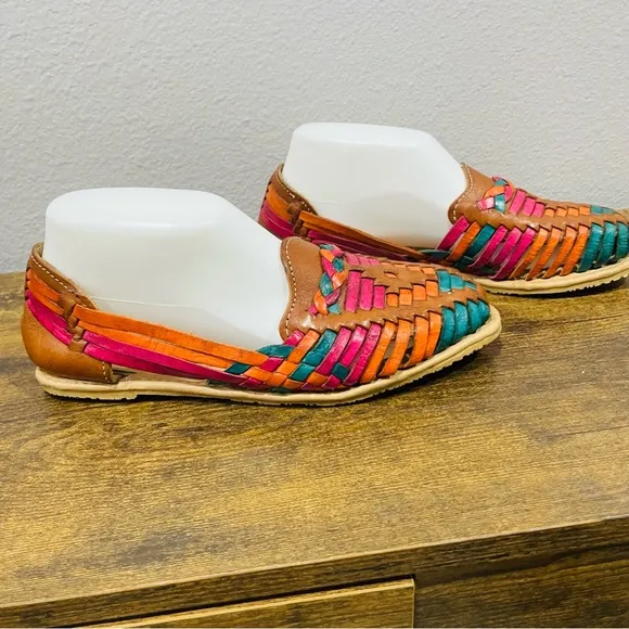 Multicolor Leather Huarache Sandals Festival Womens Size 7.5