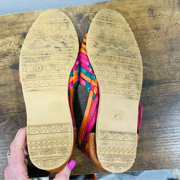 Multicolor Leather Huarache Sandals Festival Womens Size 7.5